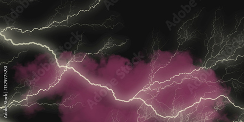 Mountainous Cumulus Clouds Boiling in the Summer Sky. White cloudiness, mist or smog overlay backgrounds. Wide sky and clouds dark tone. Dark cloud at evening sky with thunder bolt.