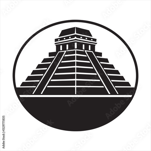 Chichen Itza silhouette ancient Mayan pyramid Mexico landmark design