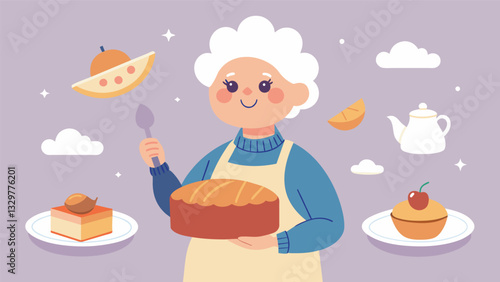 A retired baker reveals the secrets to making the perfect souffle with tips and tricks passed down from generations of bakers in her family.. Vector illustration
