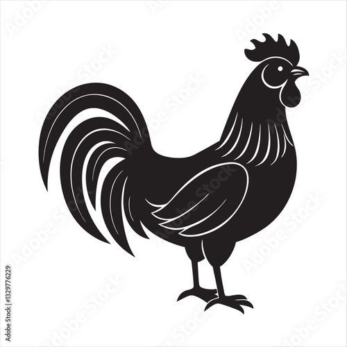 iconic rooster silhouette farm animal bird symbol vector design