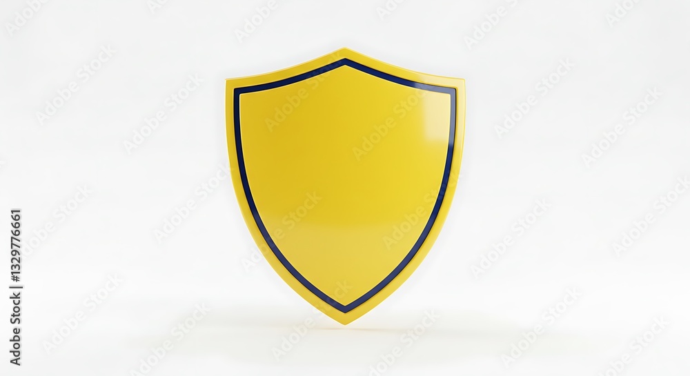 Isolated Yellow Shield with Blue Border on White Background Concept Isolated Yellow Shield with Blue Border on White Background Concept