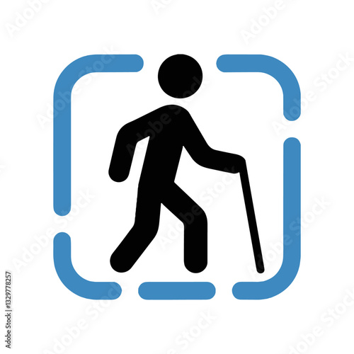 Icon depicting a visually impaired person walking with a cane