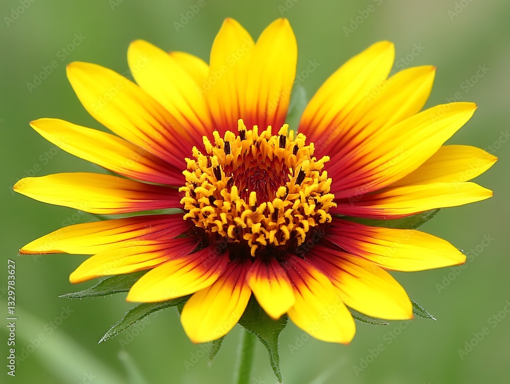 Obraz premium Vibrant flower close-up with yellow and red petals