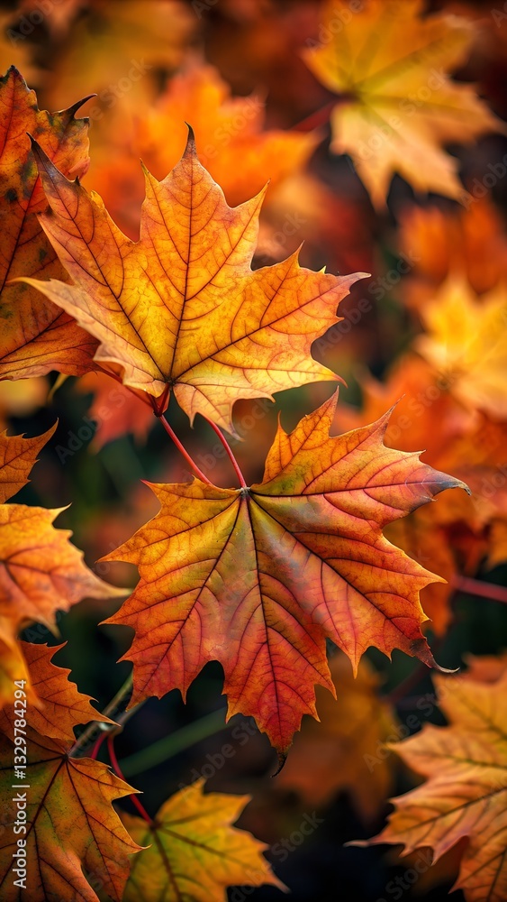 Captivating Autumn Maple Leaves: A Vibrant Display of Nature's Palette in Warm Orange and Yellow Hues Captivating Autumn Maple Leaves: A Vibrant Display of Nature's Palette in Warm Orange and Yellow Hues