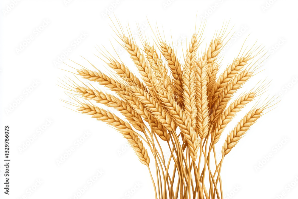 A bundle of golden wheat, symbolizing harvest and agrarian life. isolated on white background. A bundle of golden wheat, symbolizing harvest and agrarian life. isolated on white background.