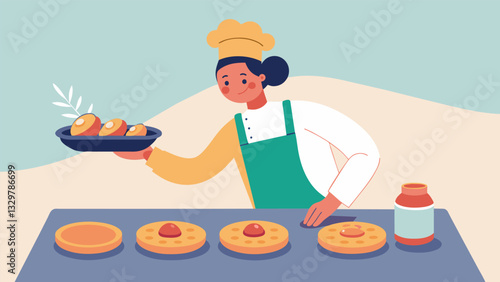 The instructor demonstrated how to properly shape and cook the sopes ensuring they were round and evenly cooked.. Vector illustration