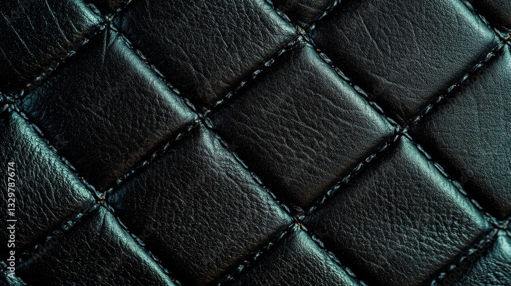 Fototapeta premium Textured leather surface patterns interior design dark background close-up view elegant concept