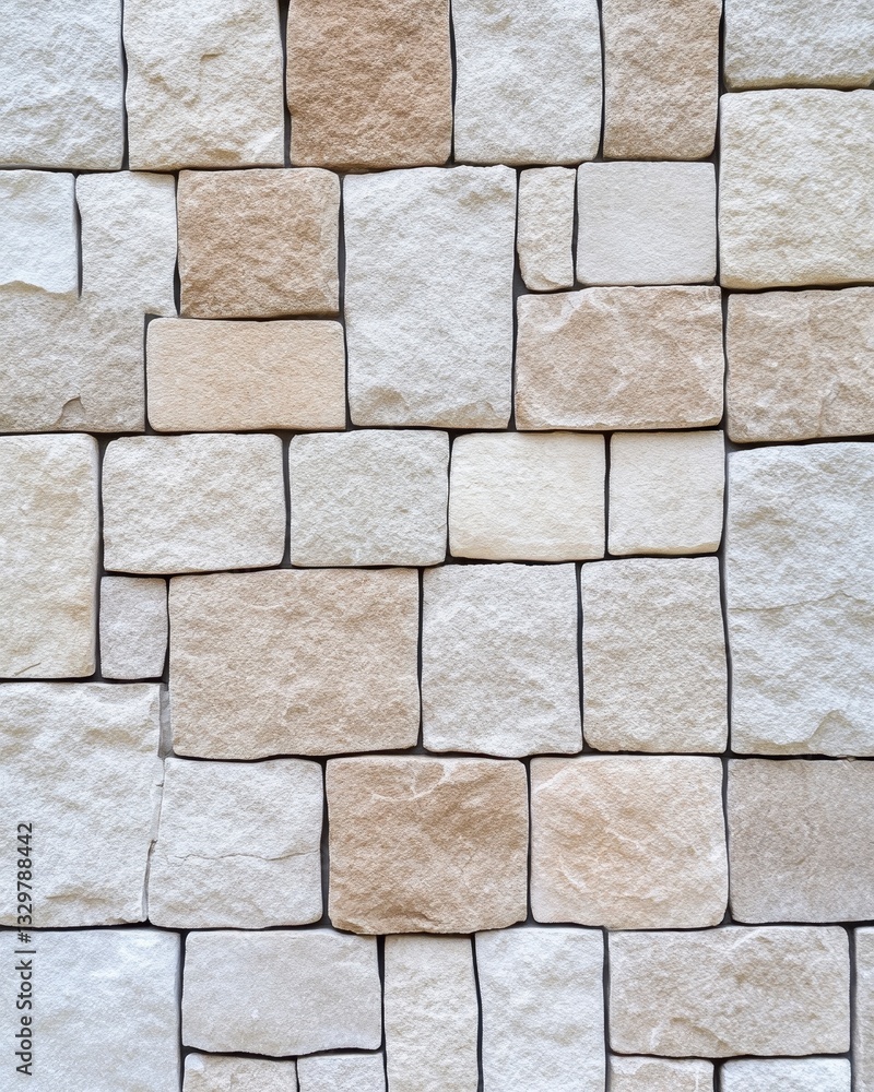 Obraz premium Beige and White Stone Wall Texture Background