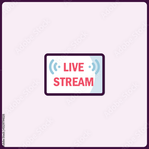 Vibrant live stream icon, perfect for digital content notification and events
