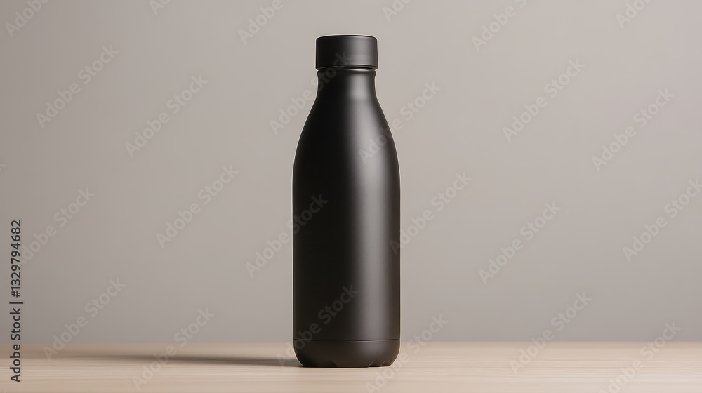 Sleek modern water bottle, black stainless steel design, minimalist aesthetic, ideal for hydration on the go. Sleek modern water bottle, black stainless steel design, minimalist aesthetic, ideal for hydration on the go.