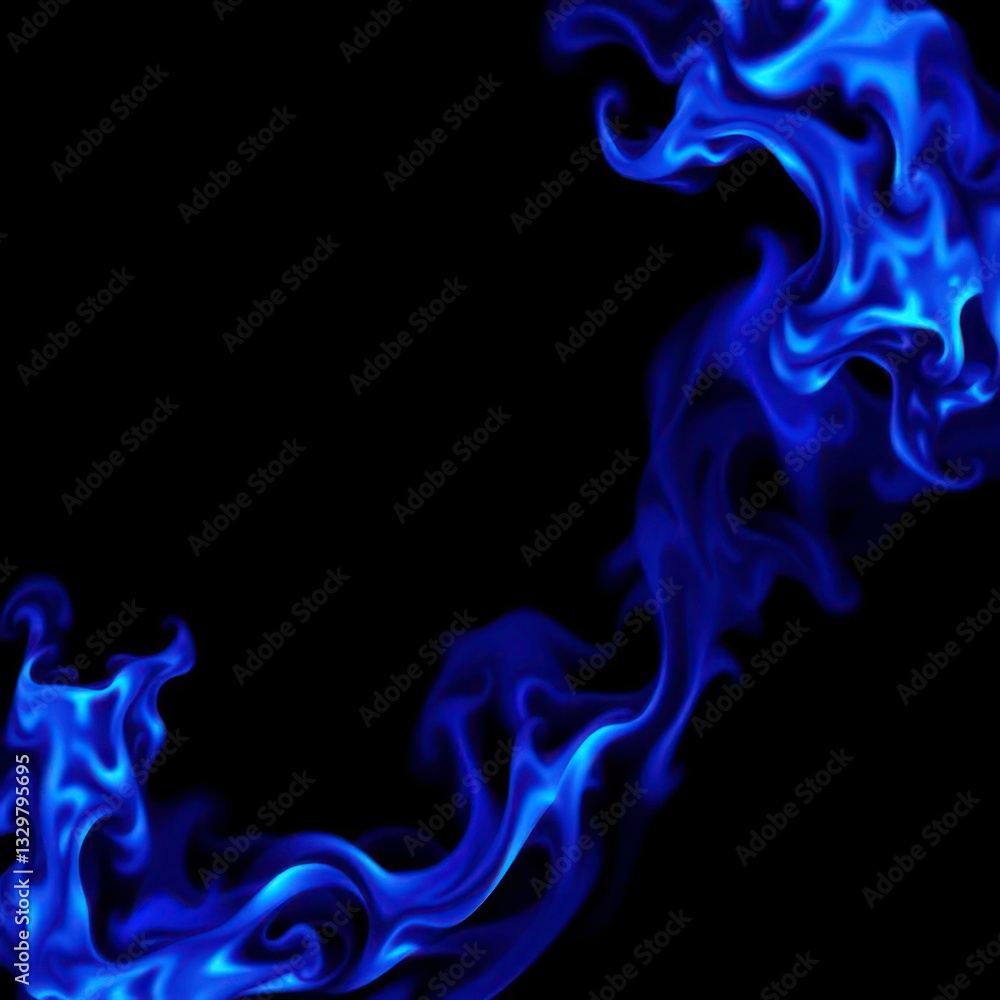 Obraz premium A surreal depiction of blue and purple flames rising against a dark background, creating an abstract and mysterious fire scene