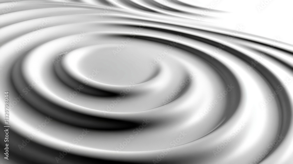 Obraz premium Abstract white circular waves with smooth flowing pattern in minimalist design.