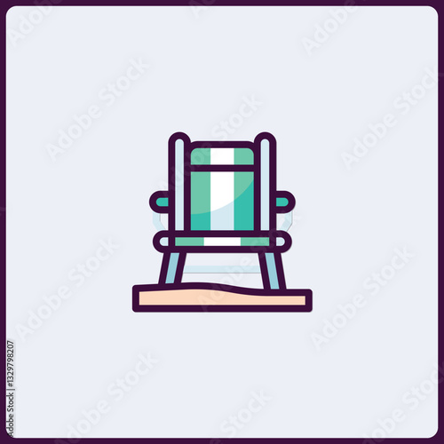 Stylized icon of a striped beach chair for summery design projects