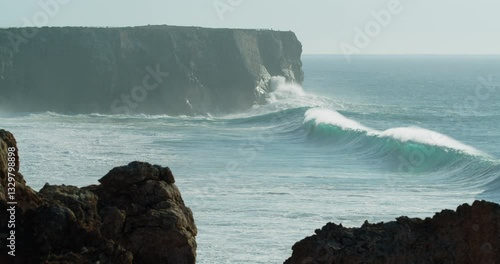 Powerful Slow-Motion Waves Crashing Against the Cliffs of Sagres, Portugal