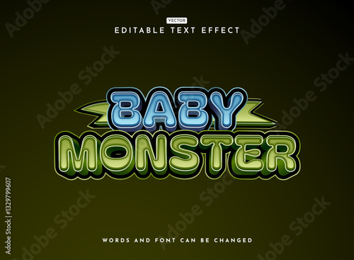 funny 3d bold fancy baby monster game logo text effect