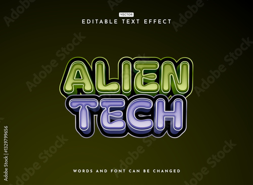 modern funny 3d alien tech game logo text effect