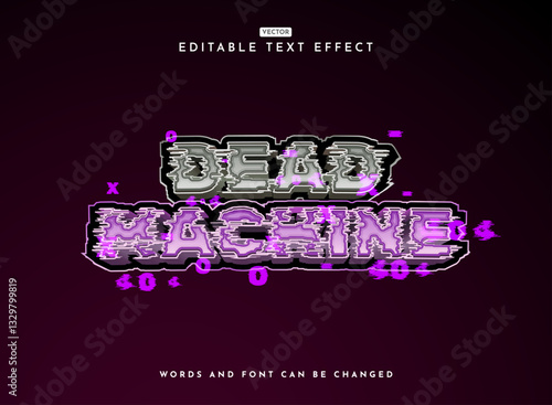 modern 3d rough error dead machine game logo text effect glitch
