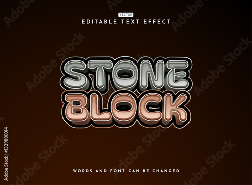 modern 3d fancy stone block game logo text effect
