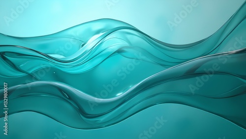 Wallpaper Mural A serene abstract representation of flowing teal waves against a soft backdrop, evoking tranquility and fluidity. Torontodigital.ca