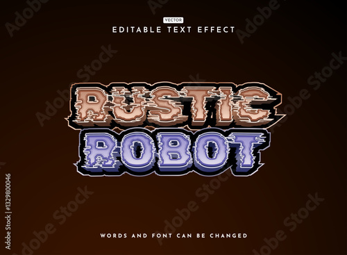 modern 3d glitch rustic robot game logo text effect