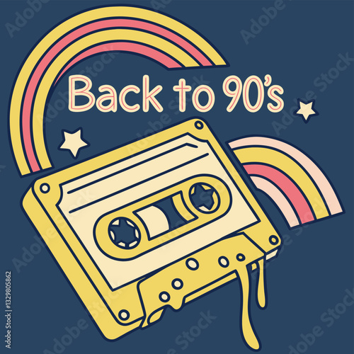 Back to 90's T-Shirt Design - Retro Cassette Tape Graphic Tee for Nineties Music Lovers and Throwback Style