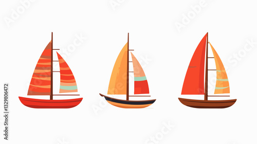 Illustration of a sailing yacht. Sailboat.