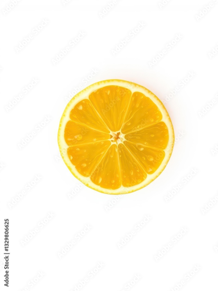 Close Up of a Yellow Lemon Half with Dew Drops on a Crisp White Surface Close Up of a Yellow Lemon Half with Dew Drops on a Crisp White Surface