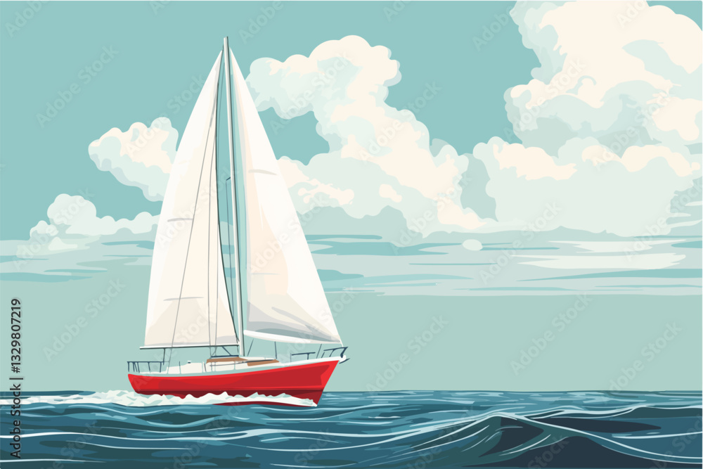 Fototapeta premium Illustration of a sailing yacht. Sailboat.