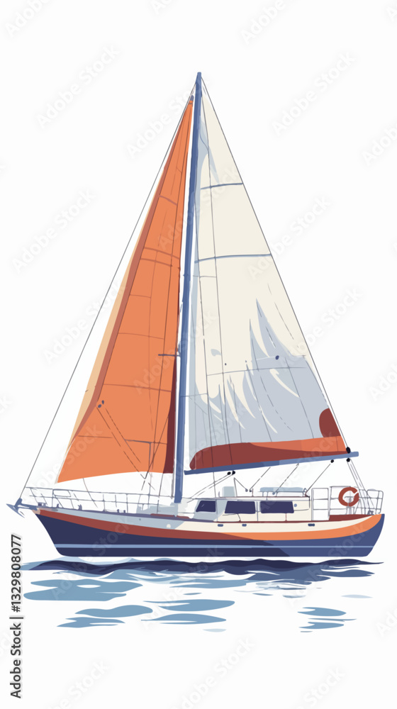 Fototapeta premium Illustration of a sailing yacht. Sailboat.