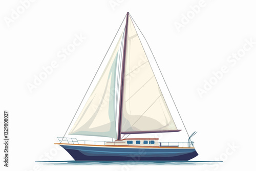 Illustration of a sailing yacht. Sailboat.