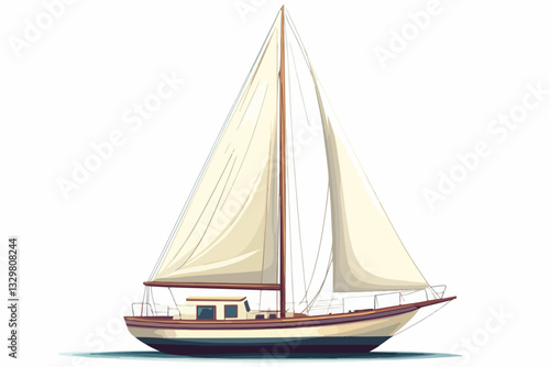 Illustration of a sailing yacht. Sailboat.