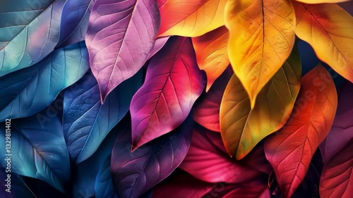 Wallpaper Mural A colorful leafy background with a variety of colors including blue, pink, yellow, and green Torontodigital.ca