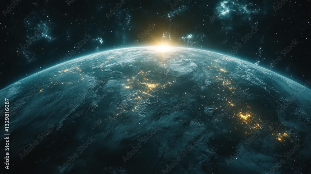 Obraz premium Earthrise: A Stunning View of Our Planet from Space at Sunrise