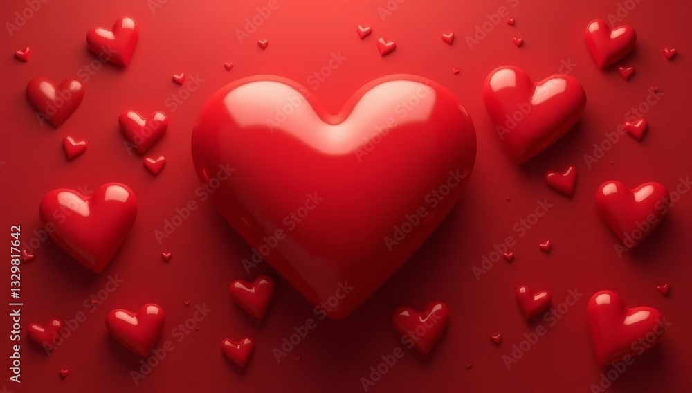 Red Heart on Red Background with Romantic Valentine Theme Red Heart on Red Background with Romantic Valentine Theme