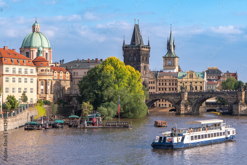 Fototapeta premium prague castle and charles bridge, Tourism in the Czech Republic, its buildings and classical architecture