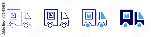 Global package tracking icon in 4 different styles. Thin Line, Line, Bold Line, Duotone. Duotone style. Editable stroke