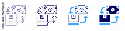 International courier icon in 4 different styles. Thin Line, Line, Bold Line, Duotone. Duotone style. Editable stroke