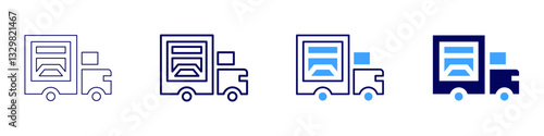 Logistics network icon in 4 different styles. Thin Line, Line, Bold Line, Duotone. Duotone style. Editable stroke
