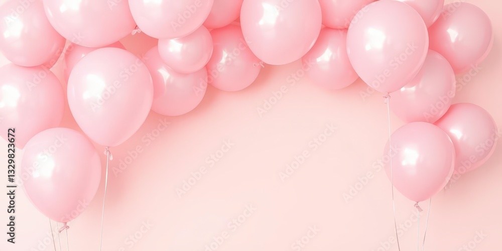 Shiny Metallic Pink Balloons Floating Against a Gentle Pastel Background for a Soft and Elegant Vibe Shiny Metallic Pink Balloons Floating Against a Gentle Pastel Background for a Soft and Elegant Vibe