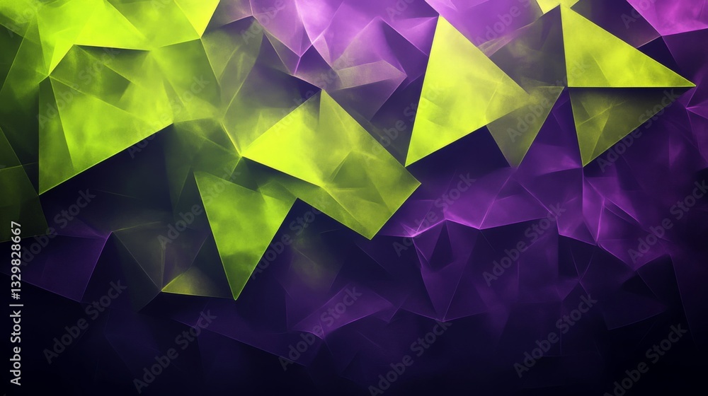Obraz premium Abstract Geometric Triangles Purple Green Background
