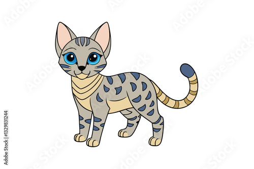 Cute cat vector art in illustration on a white background