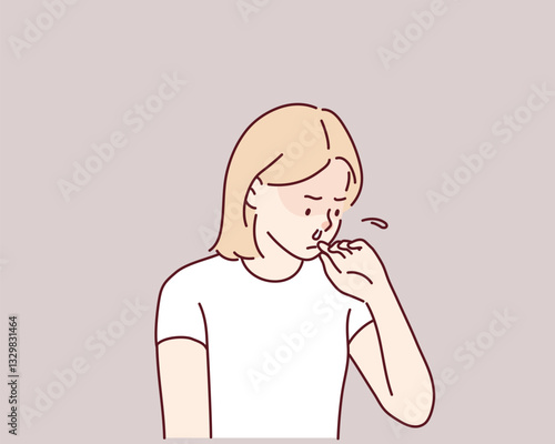 Nose with Secretions Discharge from Sickness. Hand drawn style vector design illustrations.