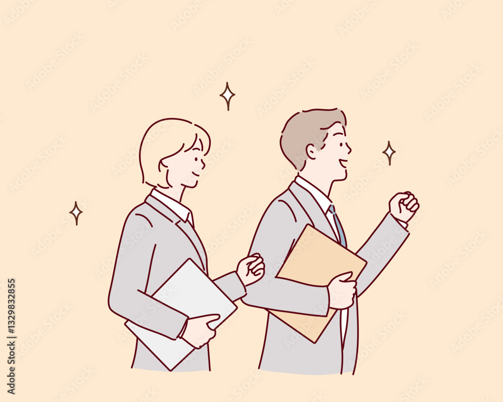 cheerful business people. Hand drawn style vector design illustrations. cheerful business people. Hand drawn style vector design illustrations.
