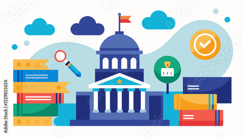 Based on data on education outcomes and student demographics a government implements initiatives to close achievement gaps and improve overall education quality.. Vector illustration