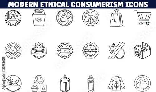 Ethical Consumerism Icons Sustainable, EcoFriendly, Recycling, Vegan, CrueltyFree Products