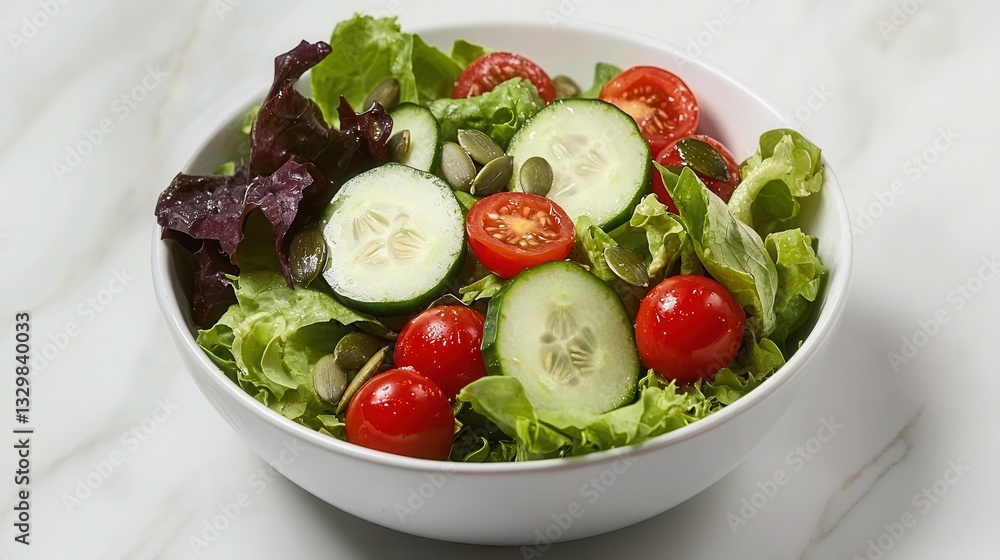 Fresh Green Salad with Tomatoes and Cucumbers Fresh Green Salad with Tomatoes and Cucumbers