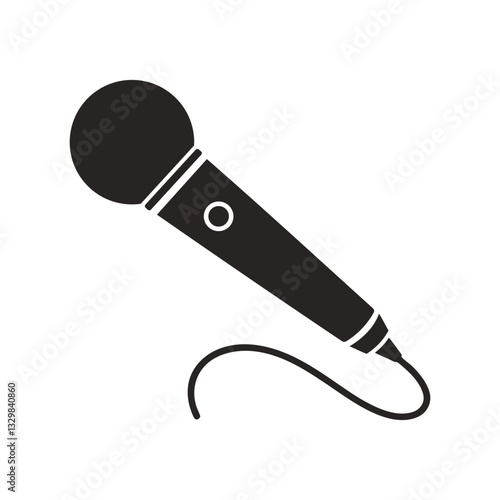 Silhouette of a Professional Microphone: A sleek, high-quality microphone icon, perfect for music, podcasts, or vocal performances, stands out against a backdrop. 