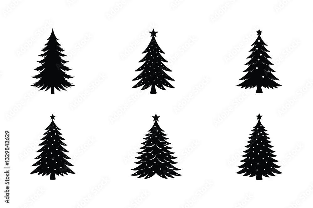 Fototapeta premium Christmas tree silhouette vector Bundle