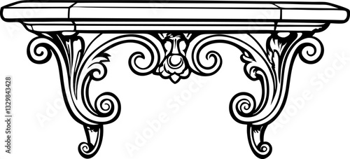 Intricate ornamental wall bracket design vintage decor element with swirling details and symmetry