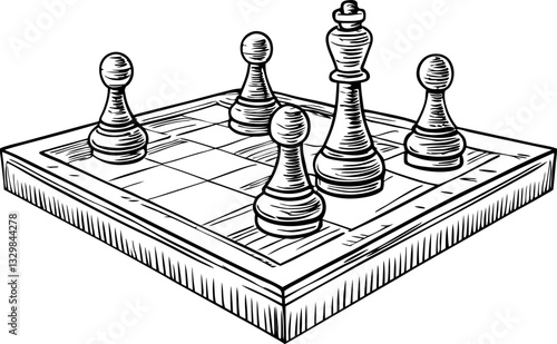 chess piece illustration on checkered board strategic gameplay concept with pawns and king
